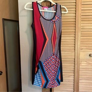 Analogy Women’s Dress Sleeveless Geometric Colorful Pattern Size Med